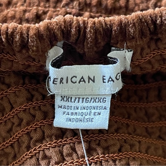 American Eagle women’s crop top brown corduroy Puffy Sleeve NWT size XXL - Picture 10 of 12